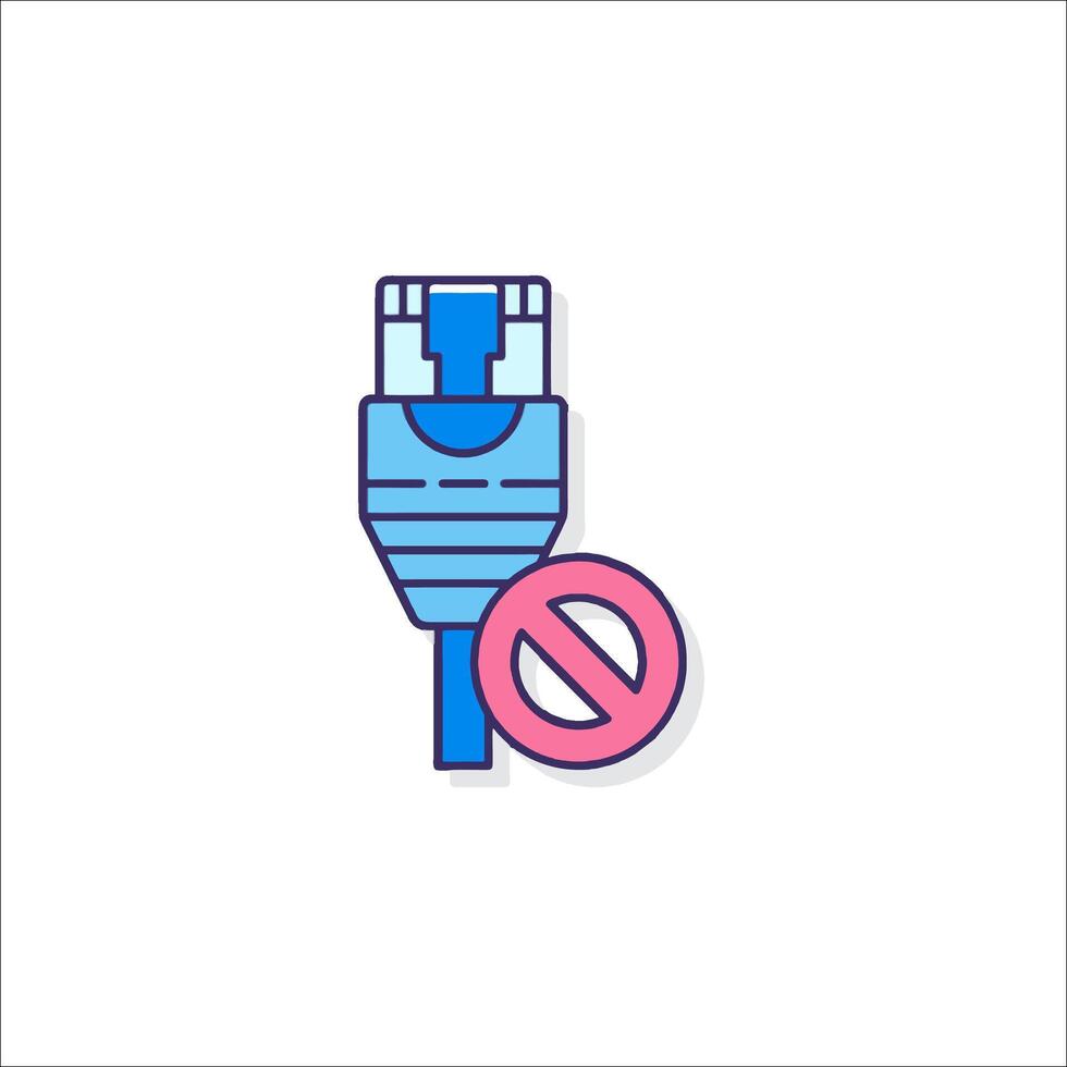 A cable with a no signal icon vector