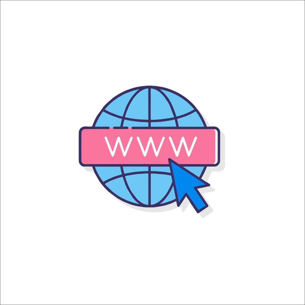Web site icon with mouse cursor and internet connection vector