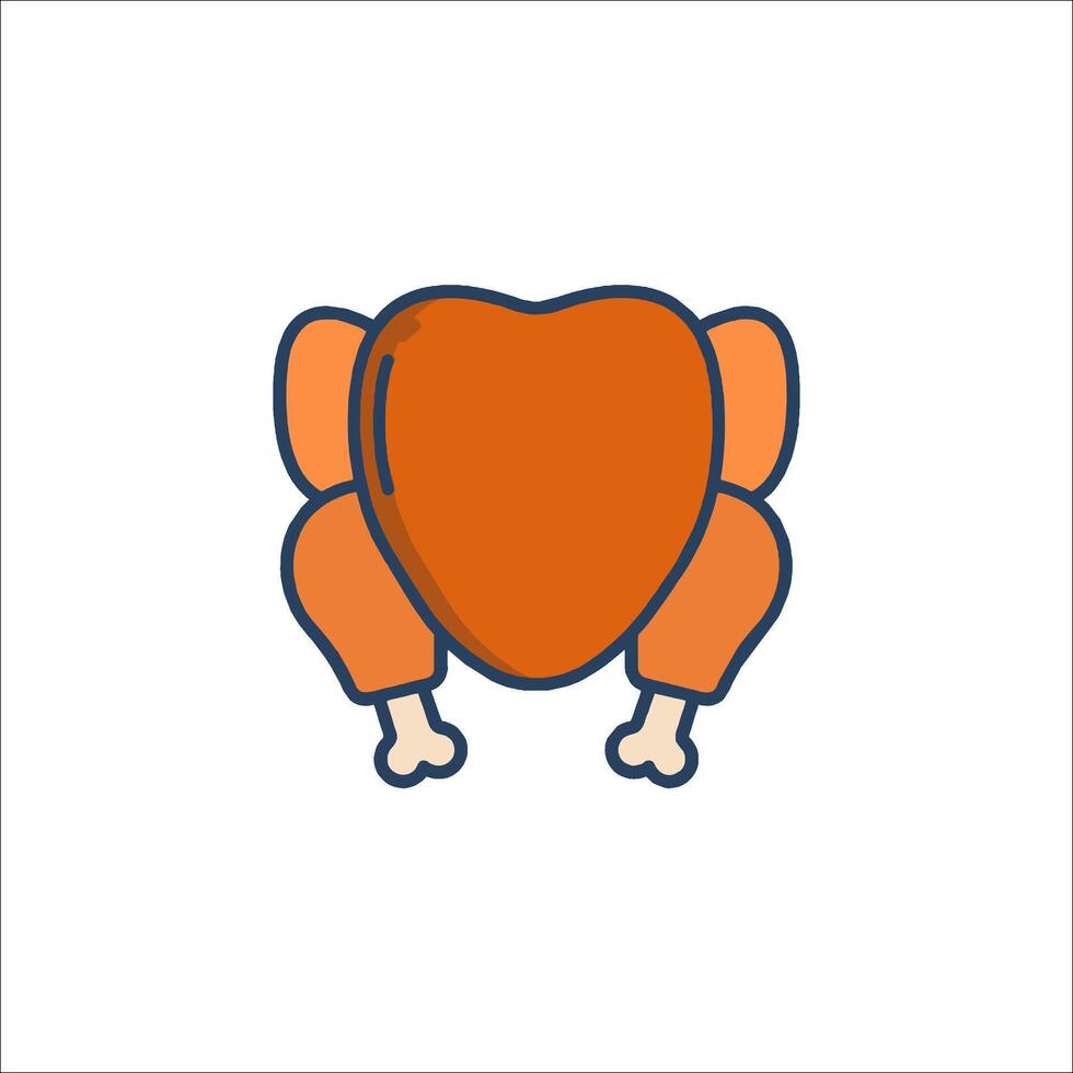 A heart shaped turkey icon on a white background vector