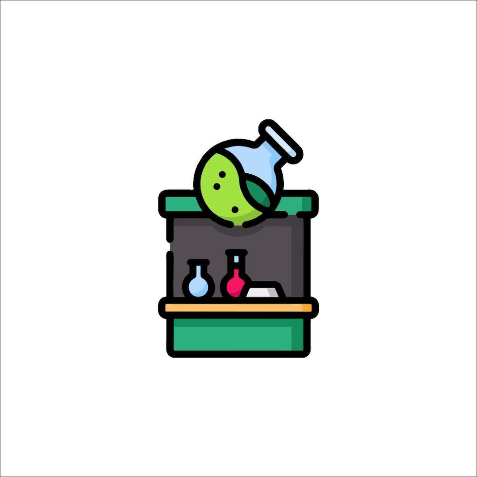 A green and blue liquid in a glass bottle vector