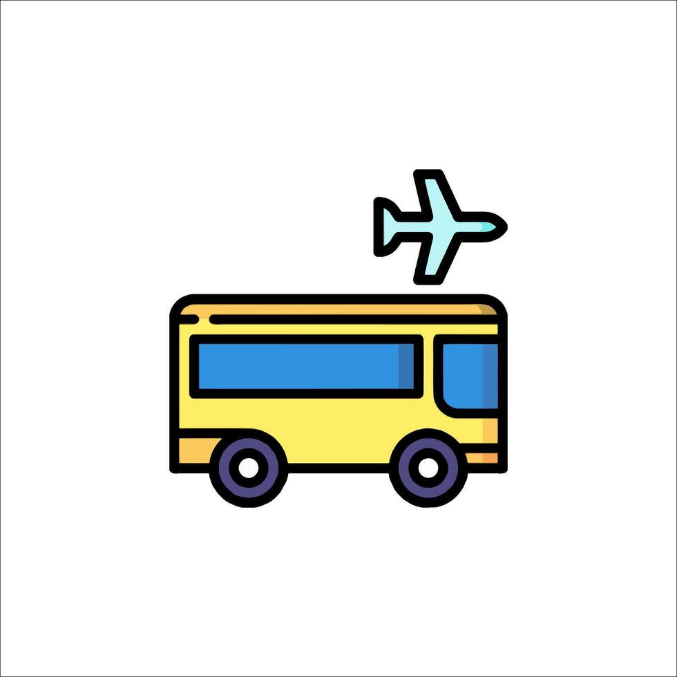 A bus with an airplane flying above it vector