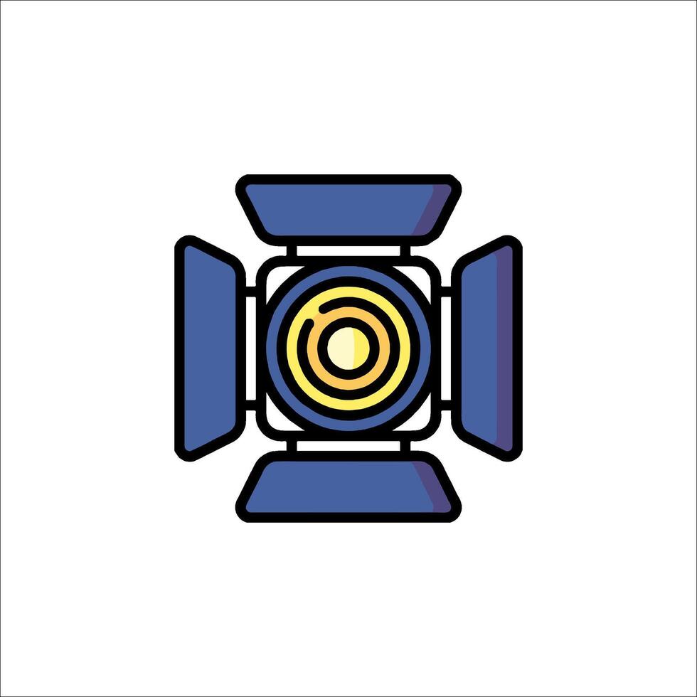 A camera icon with a yellow light vector