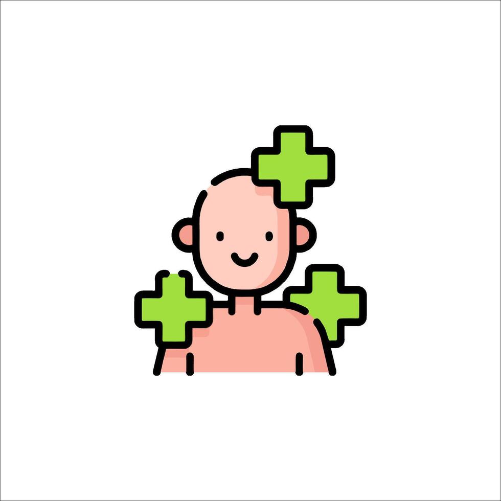 A man with green crosses on his head vector