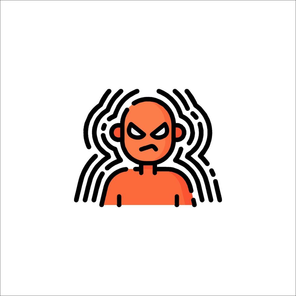 An angry man icon with a face and a spider vector