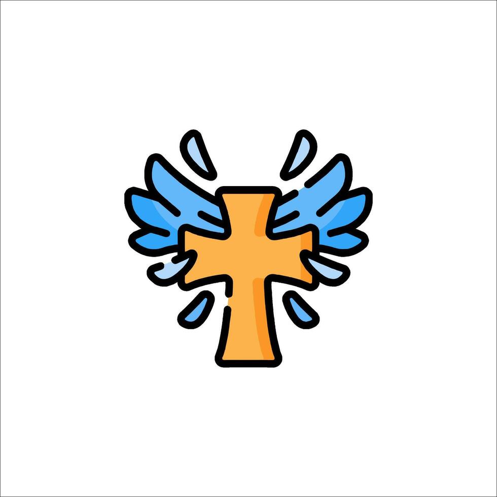 Cross with wings icon illustration vector