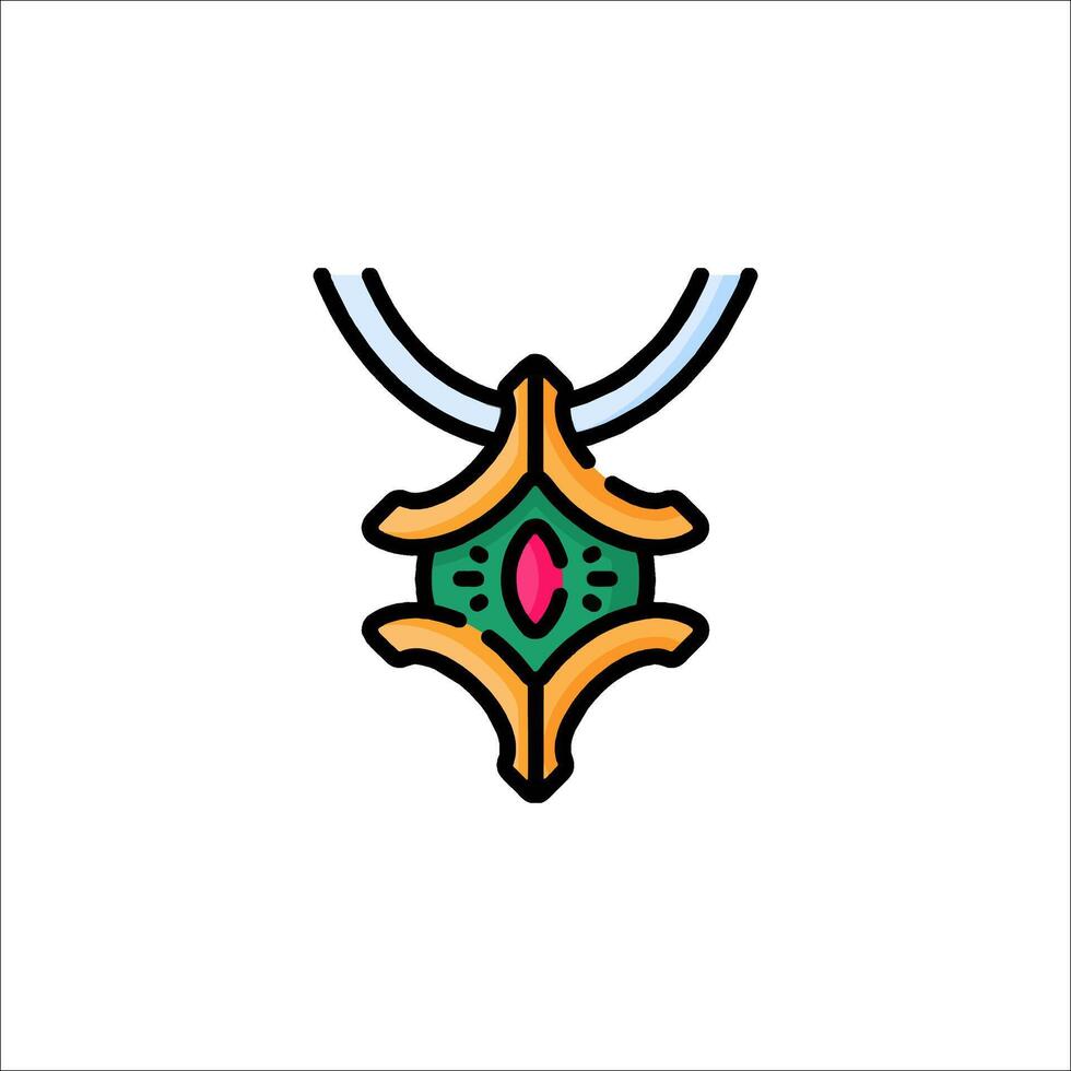 A necklace with a green stone on it vector