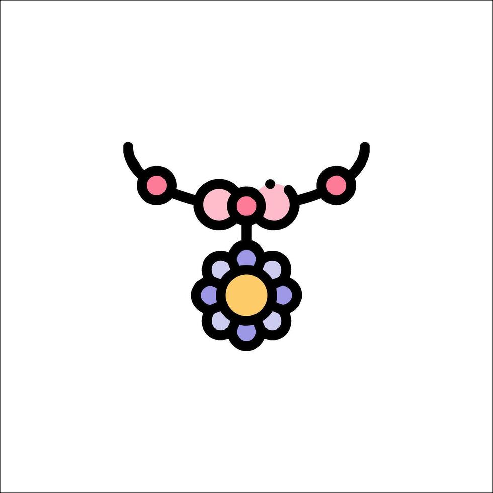 A pink and purple flower with a necklace vector