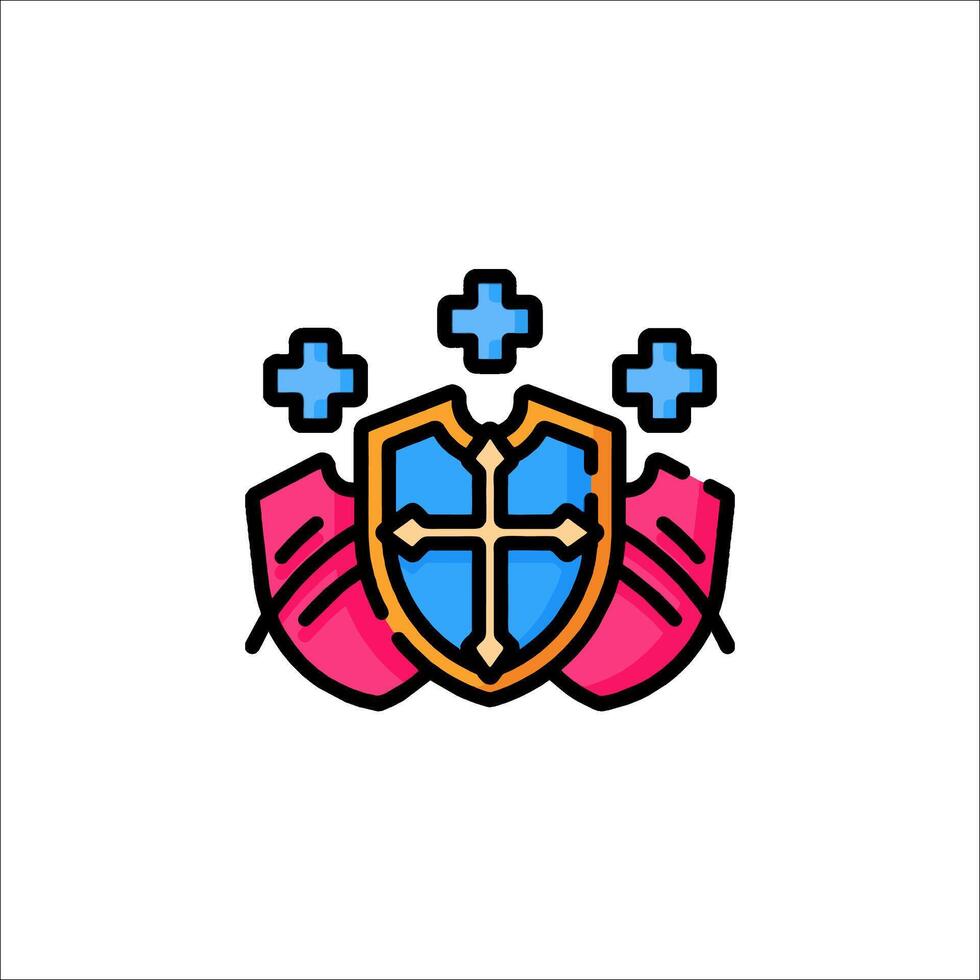 A shield with a cross on it vector
