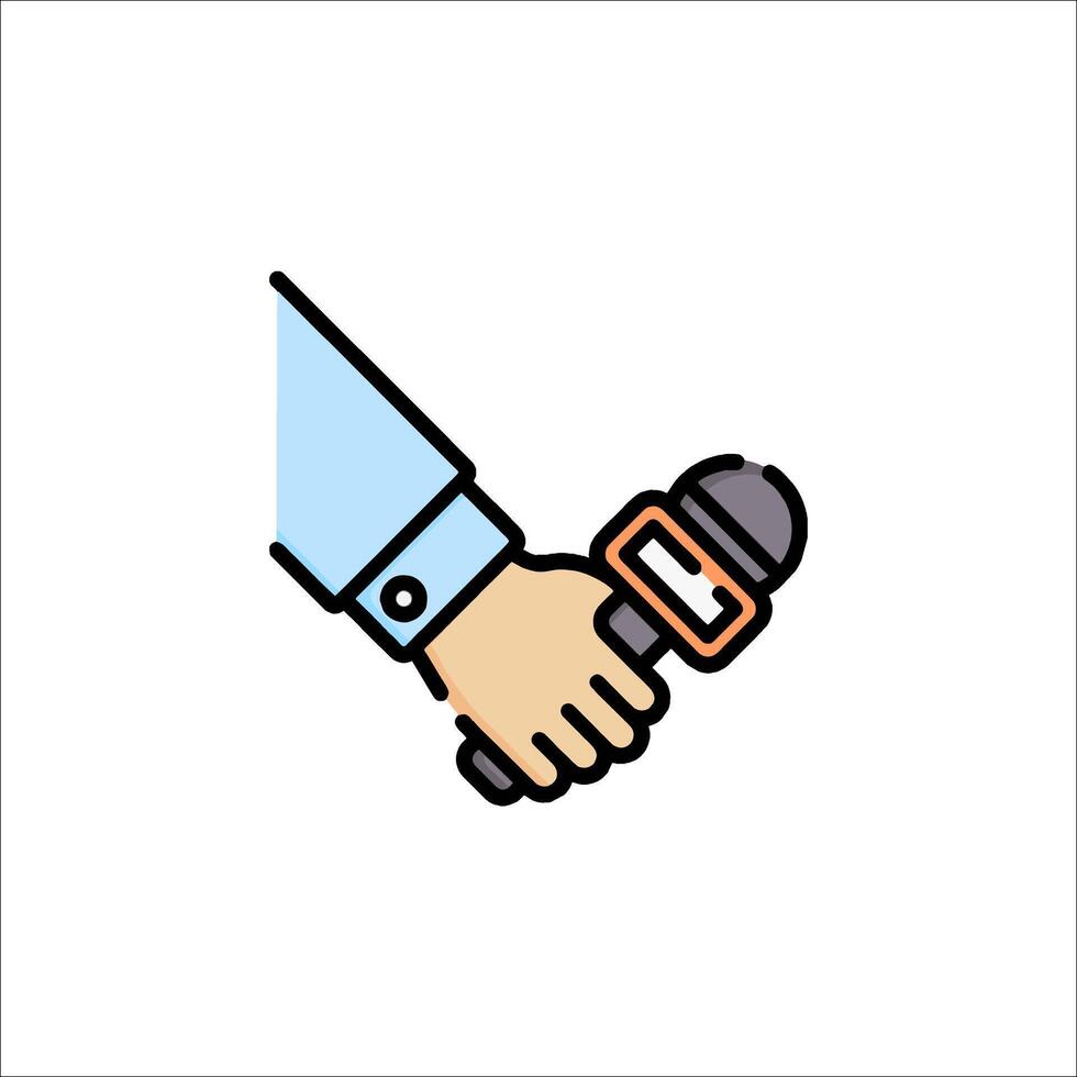 A hand holding a microphone icon vector
