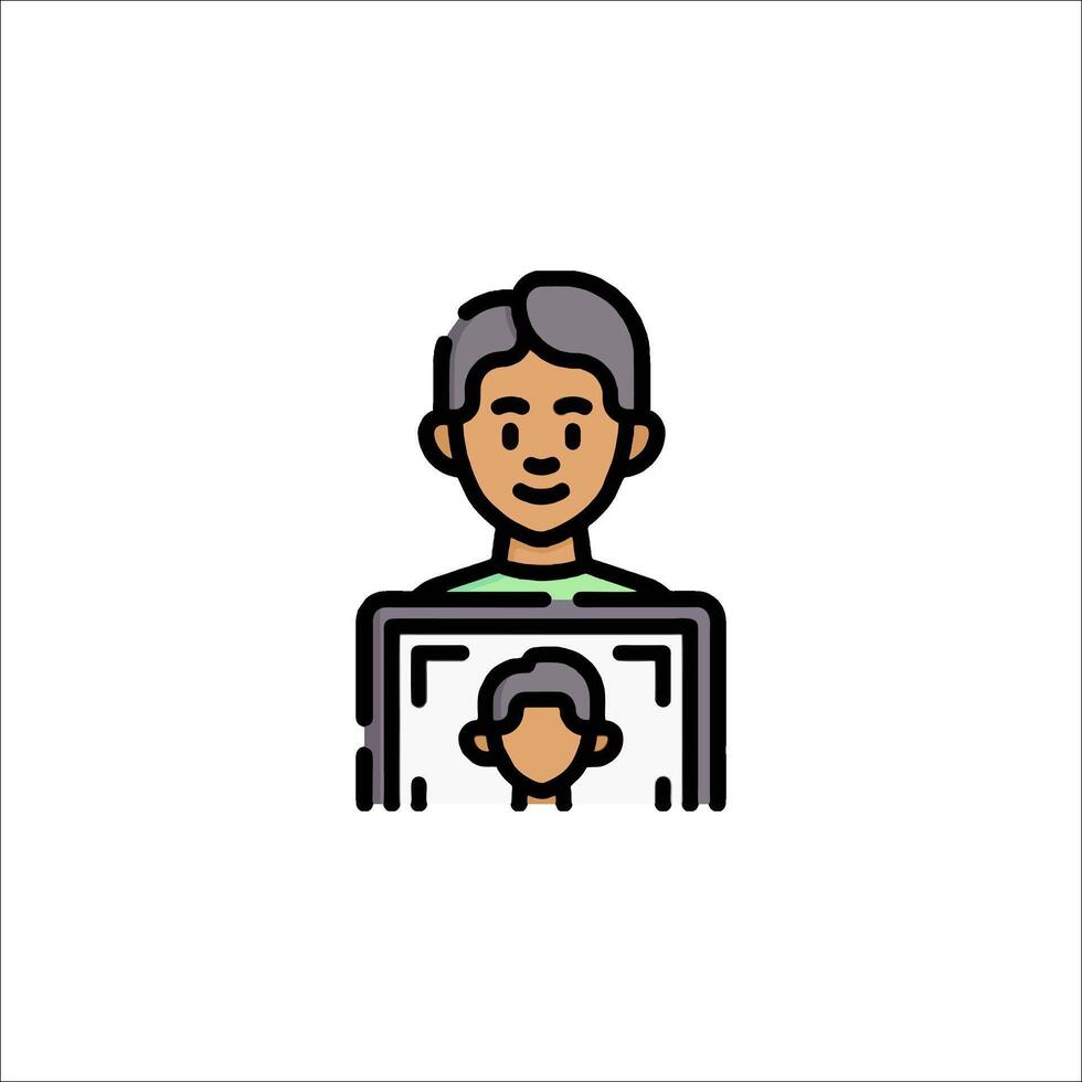 A man with a child on his lap icon vector