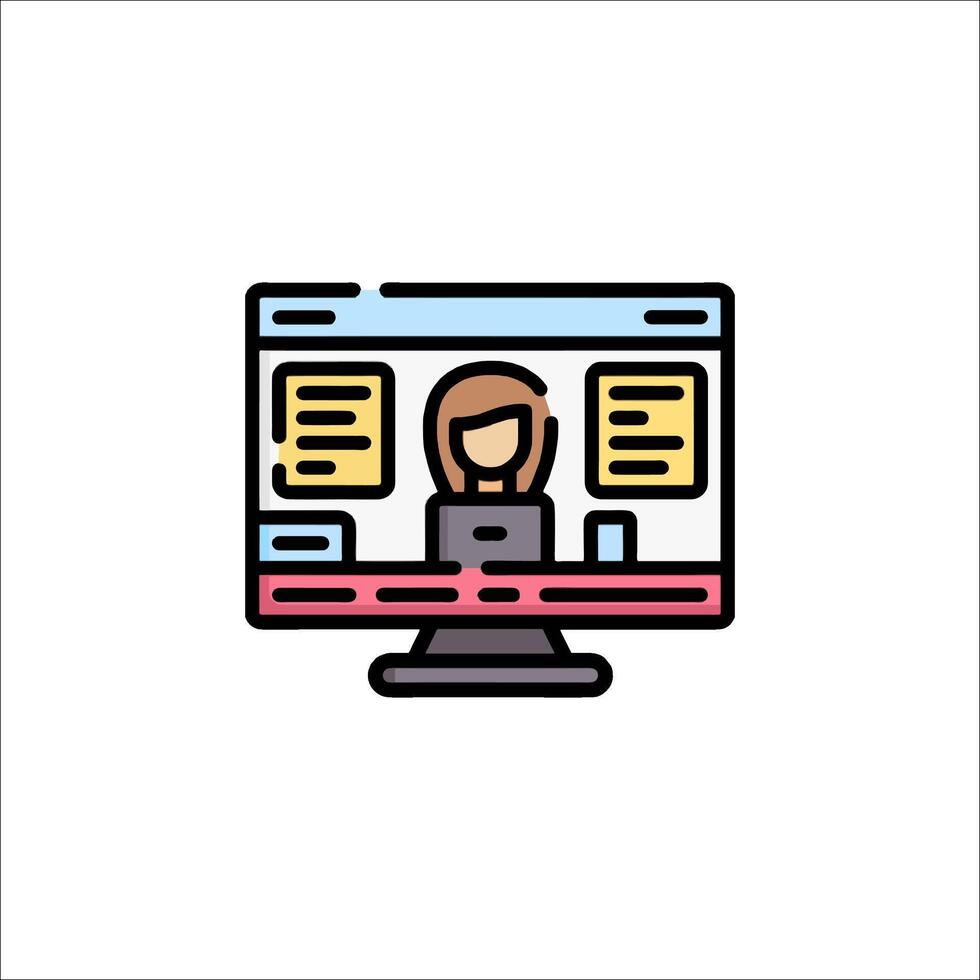 A woman is sitting on a computer monitor vector