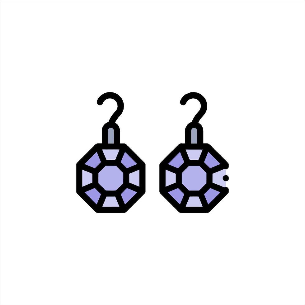 A pair of earrings with purple crystals on them vector