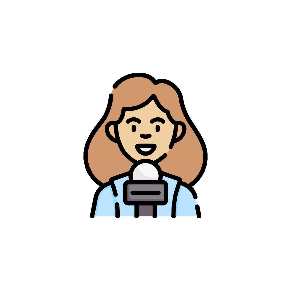 A woman with a microphone icon vector
