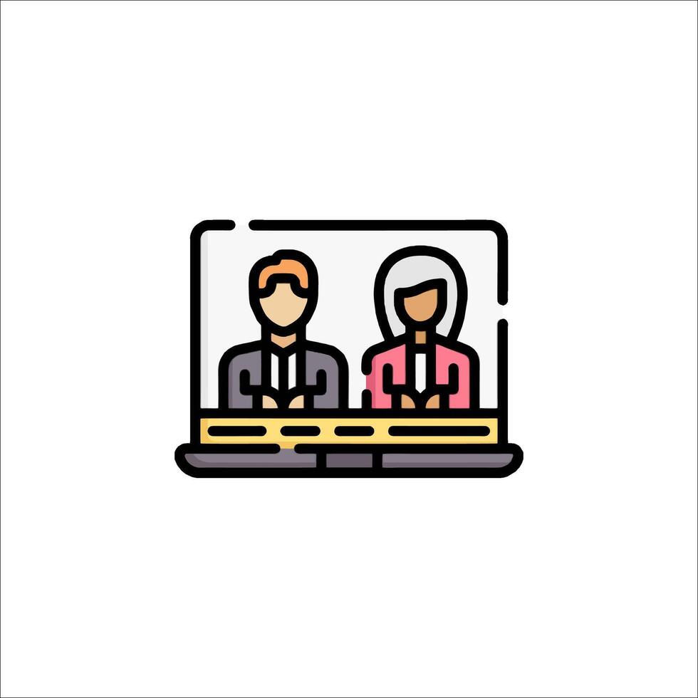 A man and woman sitting on a laptop computer vector