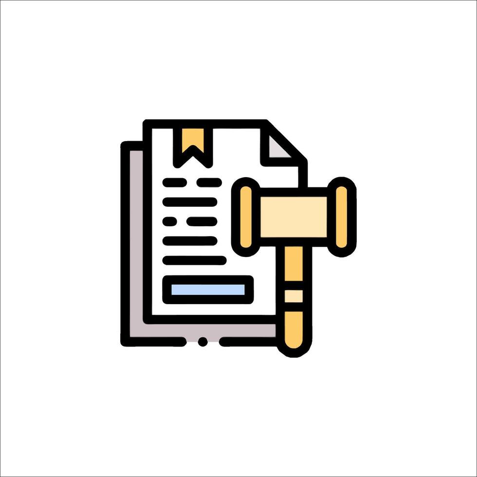A judge's gavel and document icon vector