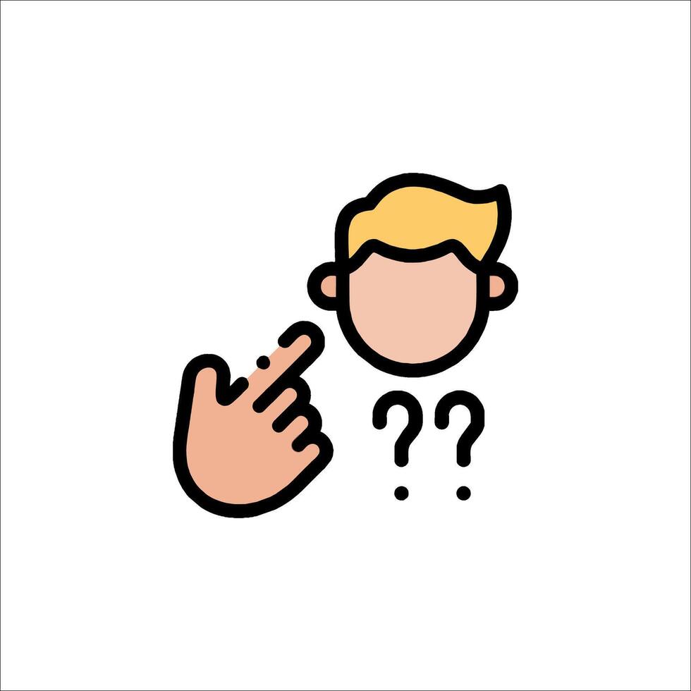 A man pointing at a question mark icon vector