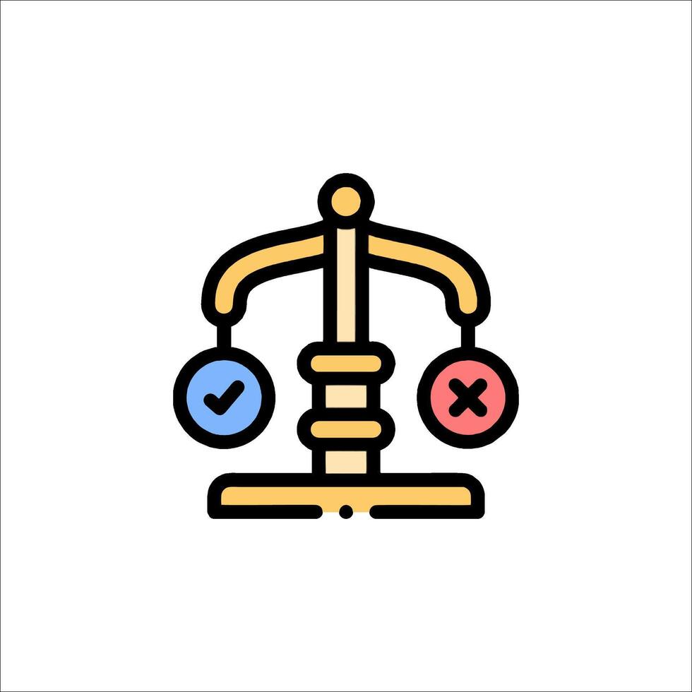 A scale with two different colored balls on it vector