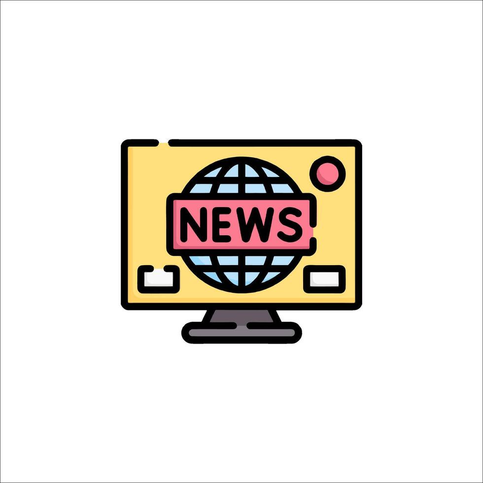 News icon on monitor with globe vector