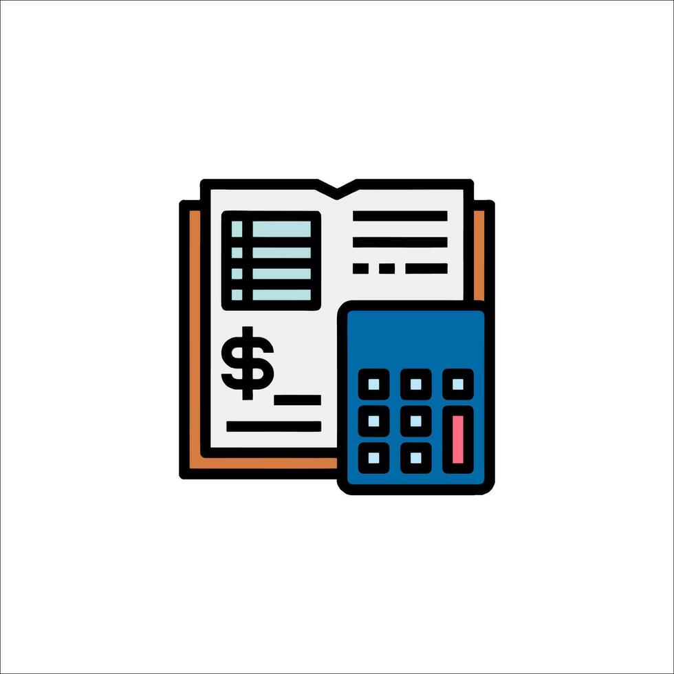 A calculator and a book with a dollar sign vector