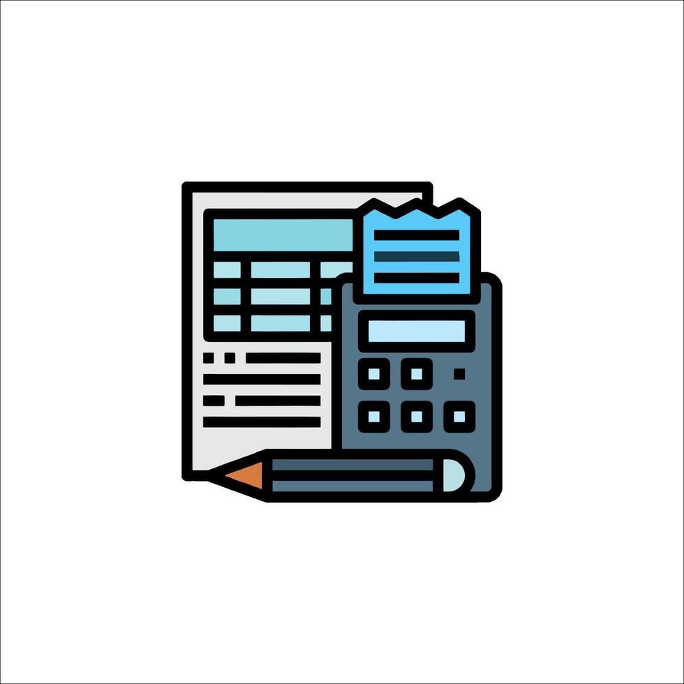 A calculator and paper icon on a white background vector