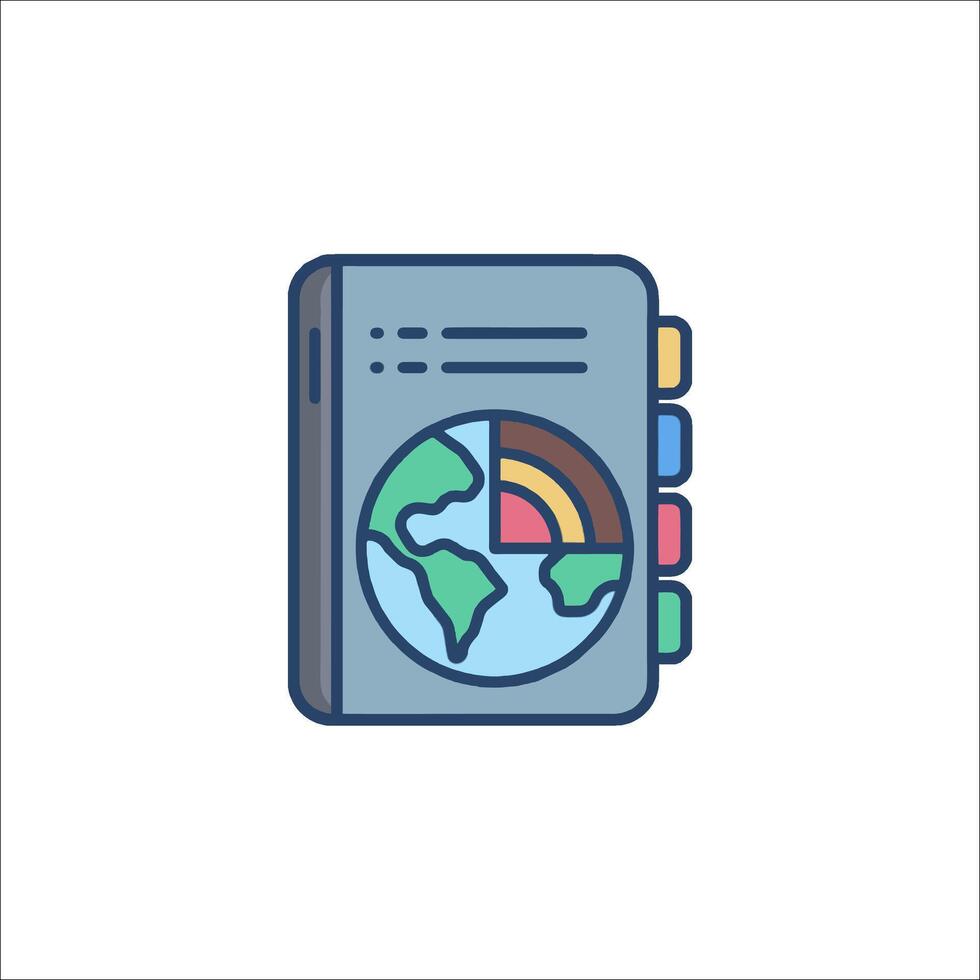 A notebook with a globe on it vector