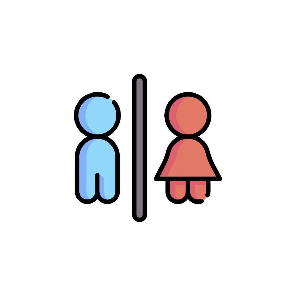 A man and woman are standing in front of a toilet vector