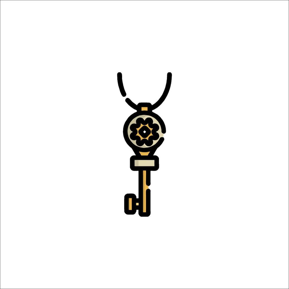 A golden key with a flower on it vector