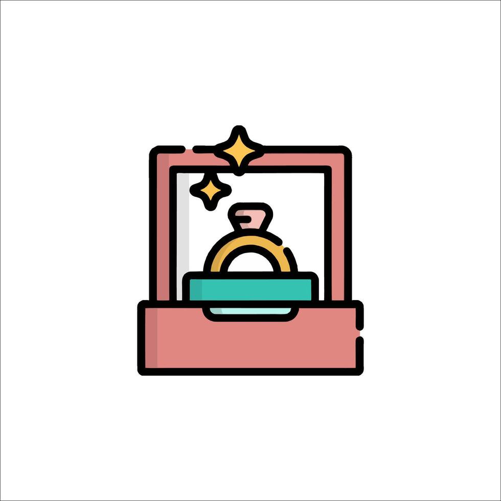 An illustration of a wedding ring in a box vector