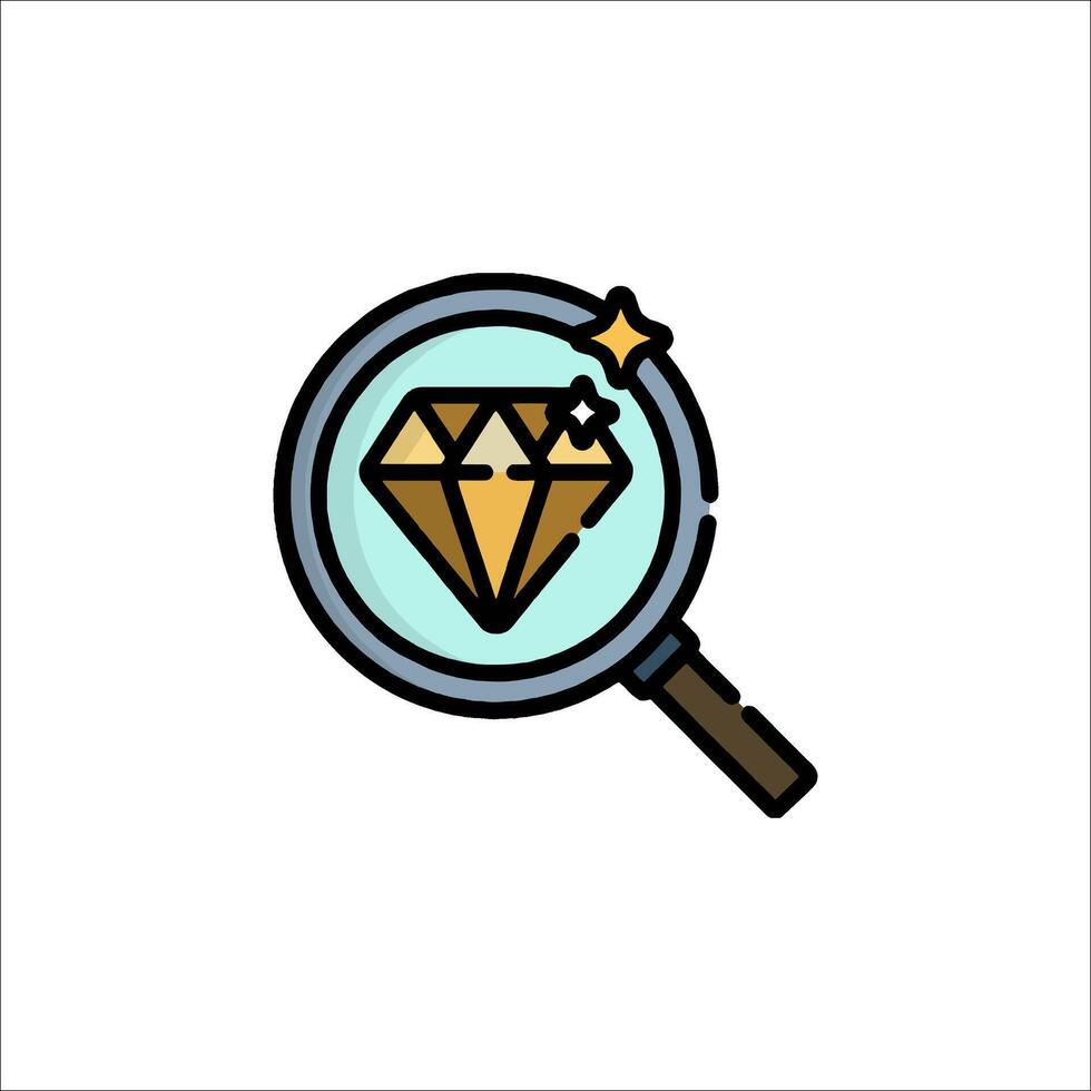 Diamond magnifying icon illustration vector