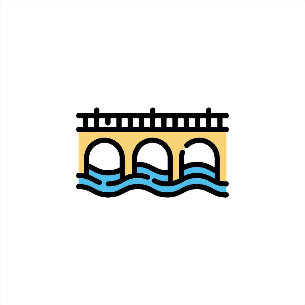 A bridge over water with waves in the background vector