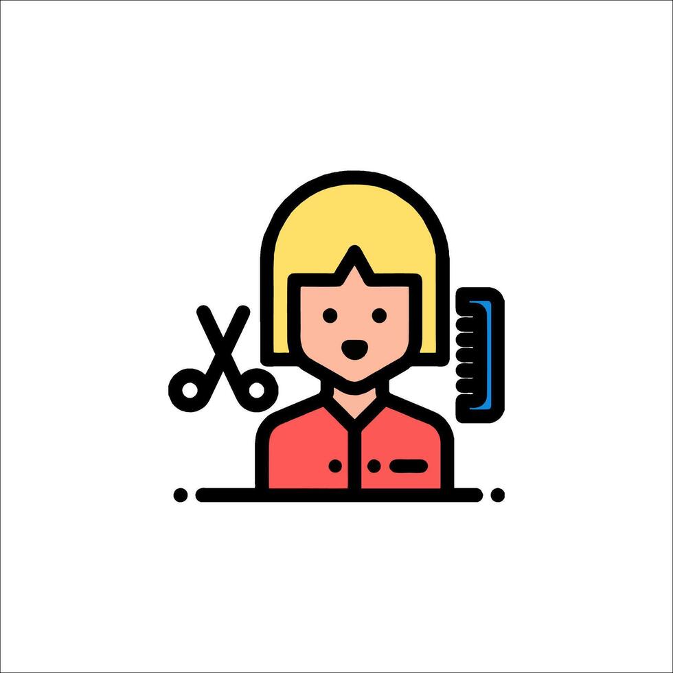 A woman with scissors and comb icon vector