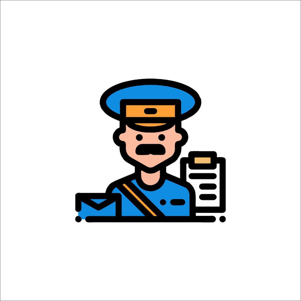 A police officer with a clipboard and envelope icon vector