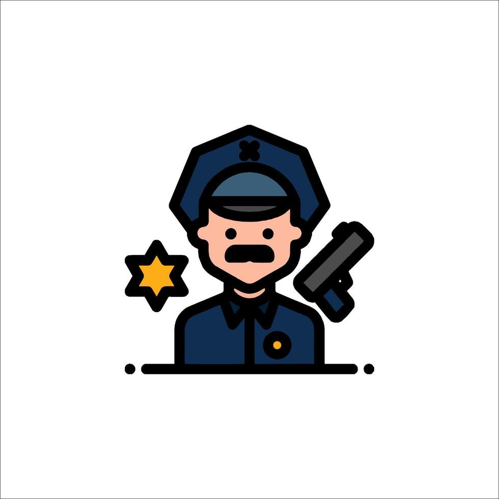 Police officer icon with a star on his chest vector