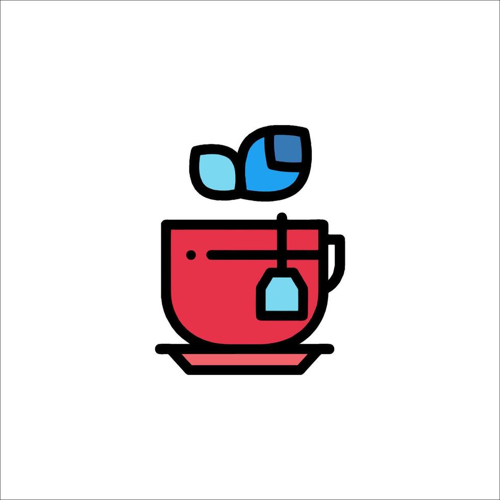 A red cup with a tea bag in it vector