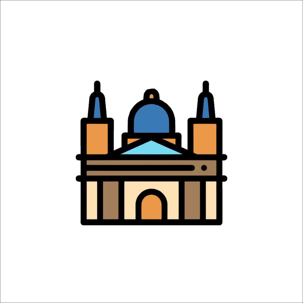 A church icon in a flat color style vector