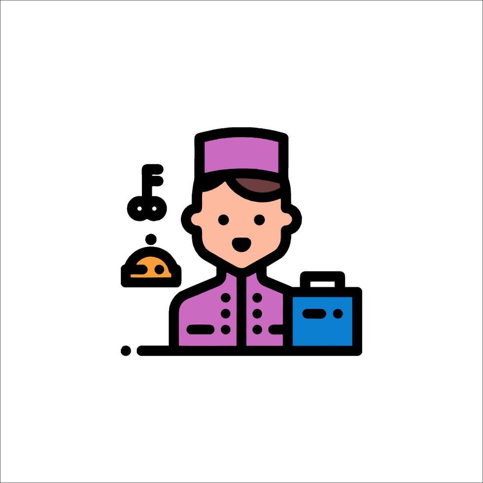 A chef with a hat and a suitcase icon vector