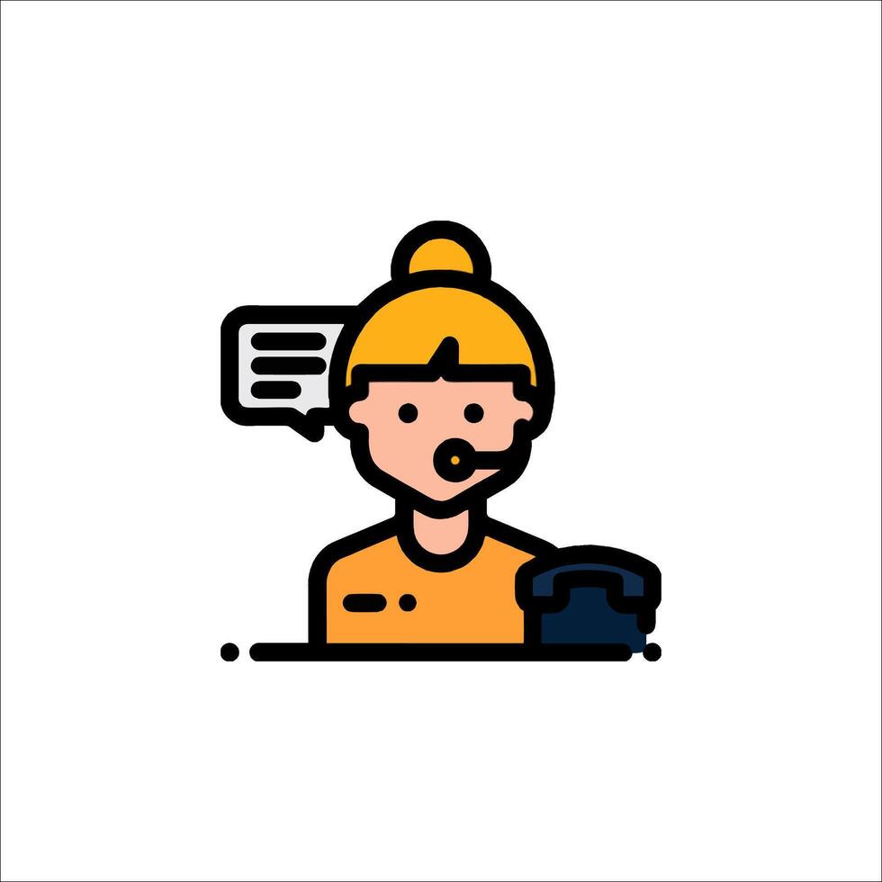 Call center worker icon illustration vector