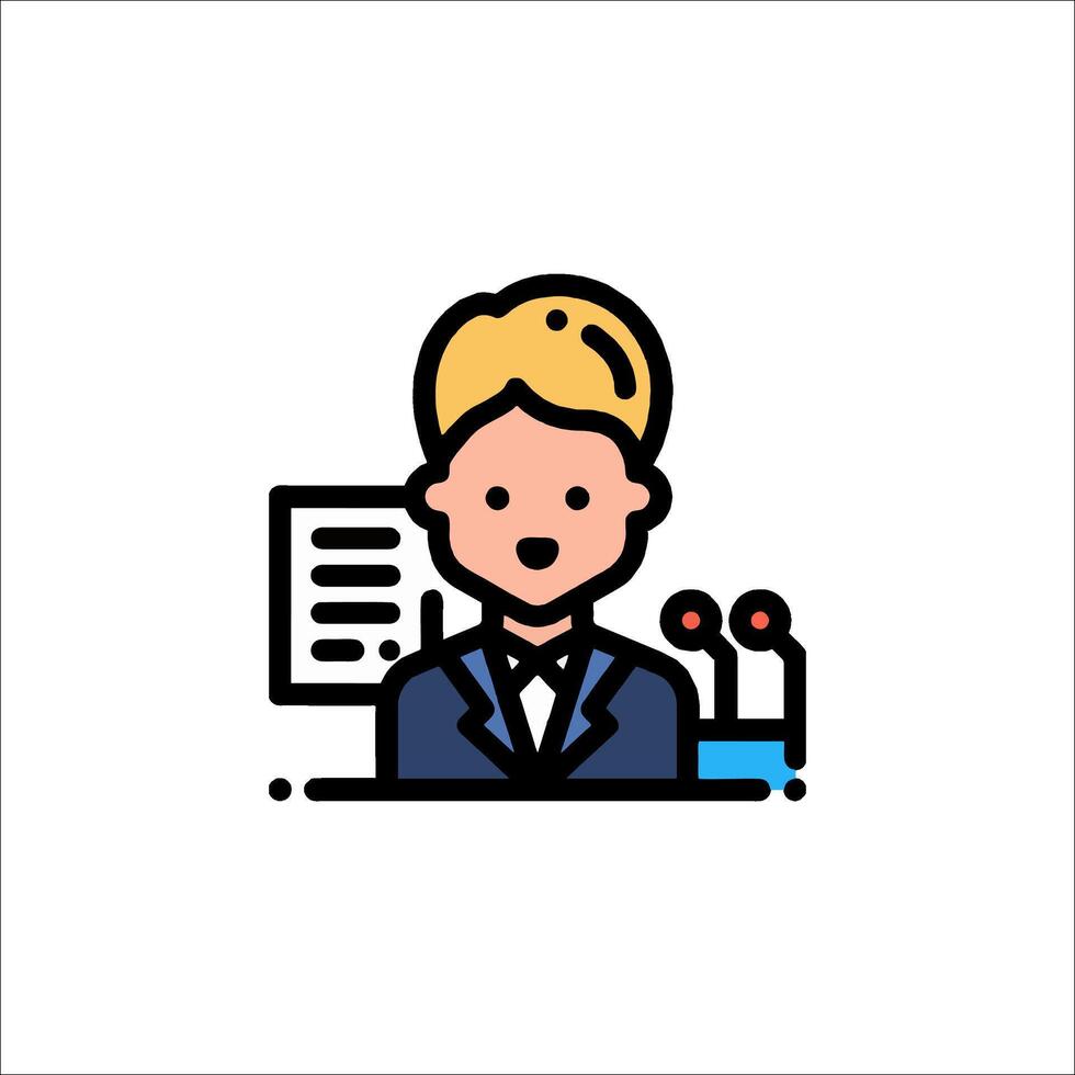 A man in a suit and tie is standing in front of a podium vector