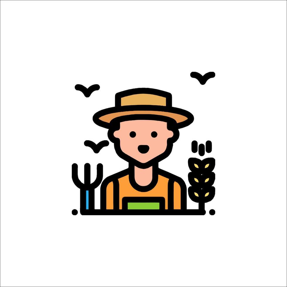 A farmer with a hat and a rake vector
