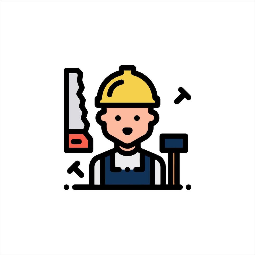 A construction worker with a hammer and saw vector