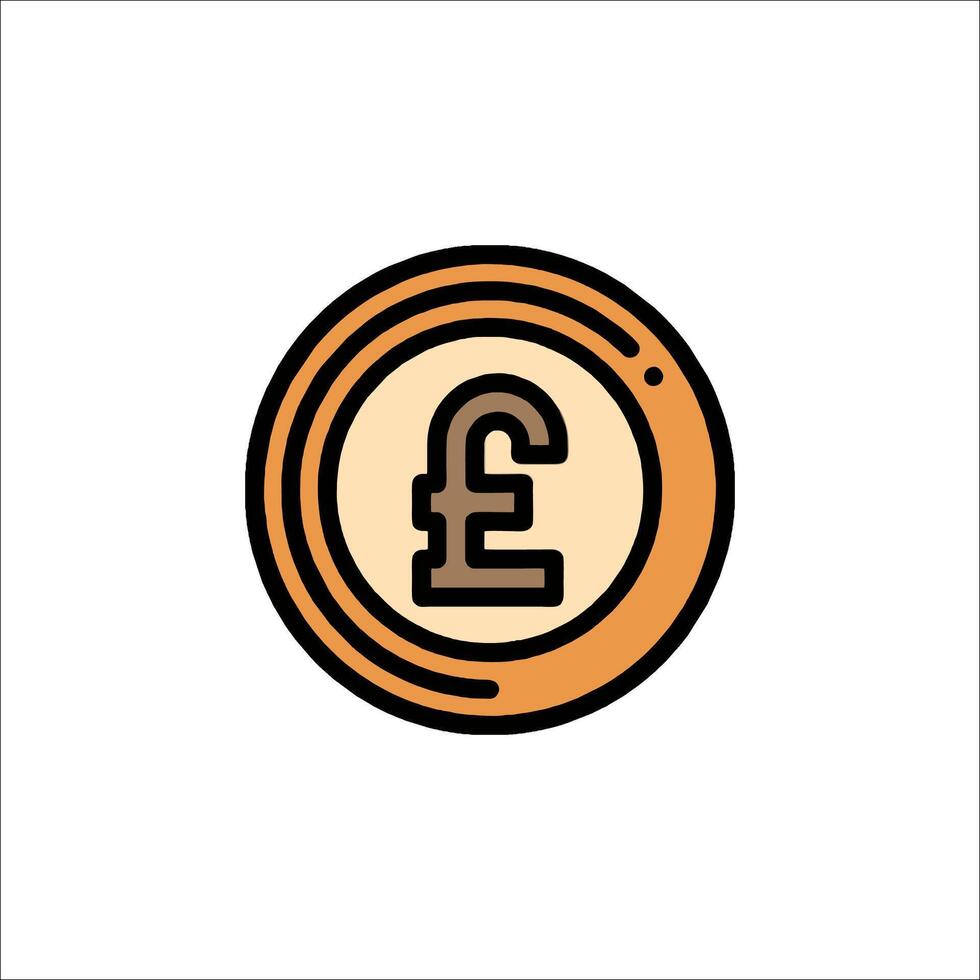 A pound coin icon with a pound sign on it vector
