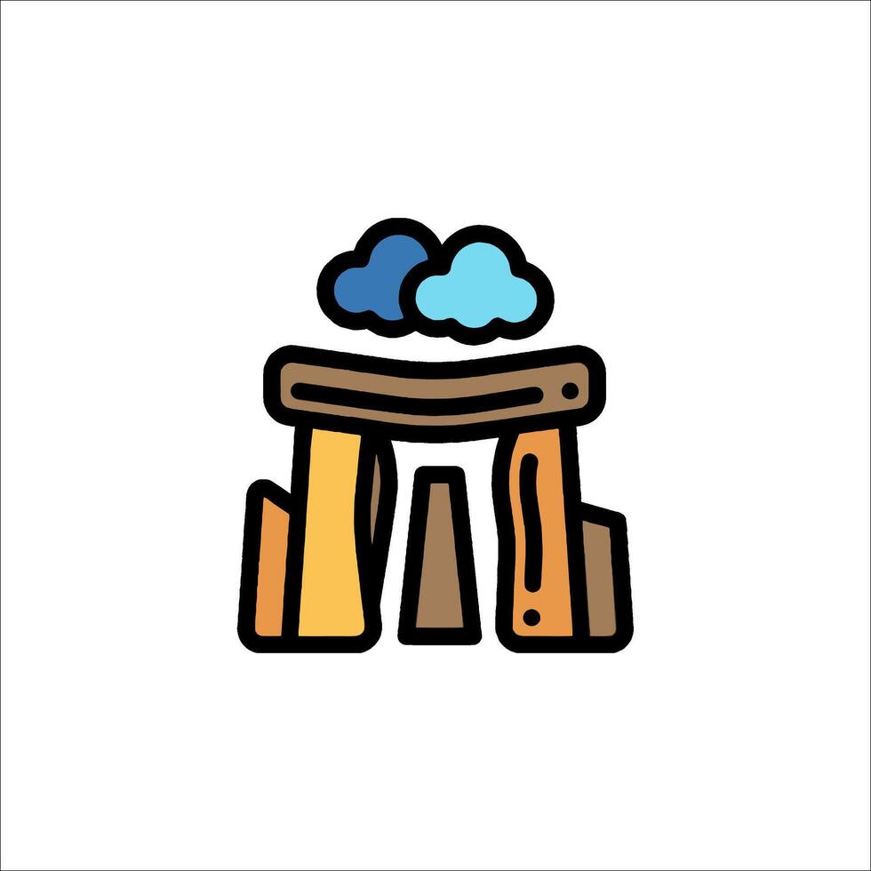 A stone arch with clouds in the sky vector