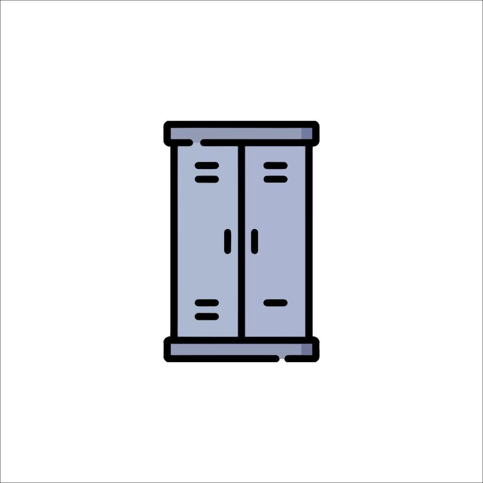 A blue cabinet with two doors on a white background vector