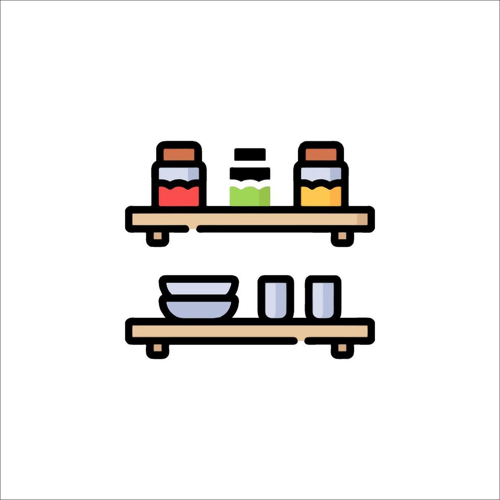 Shelves with jars and other items on them vector