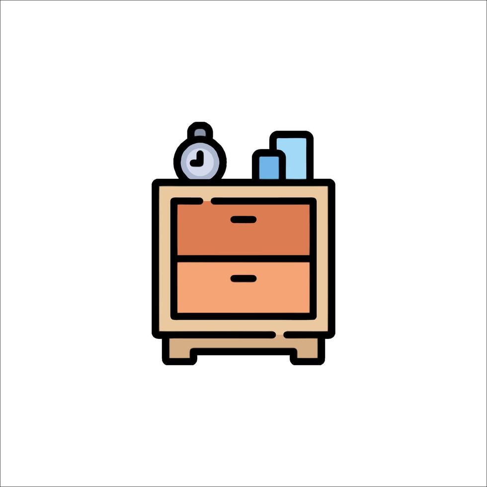 Bedside table with clock icon vector