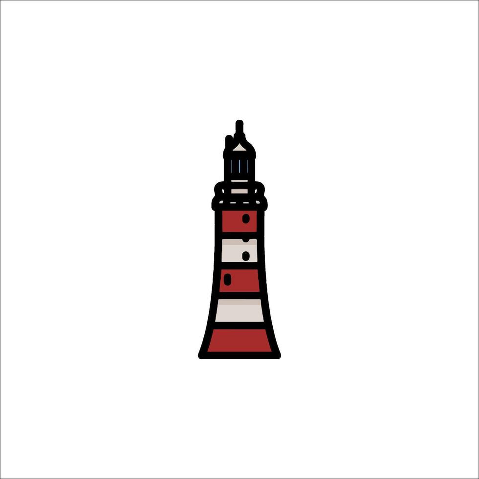 A red and white lighthouse icon on a white background vector