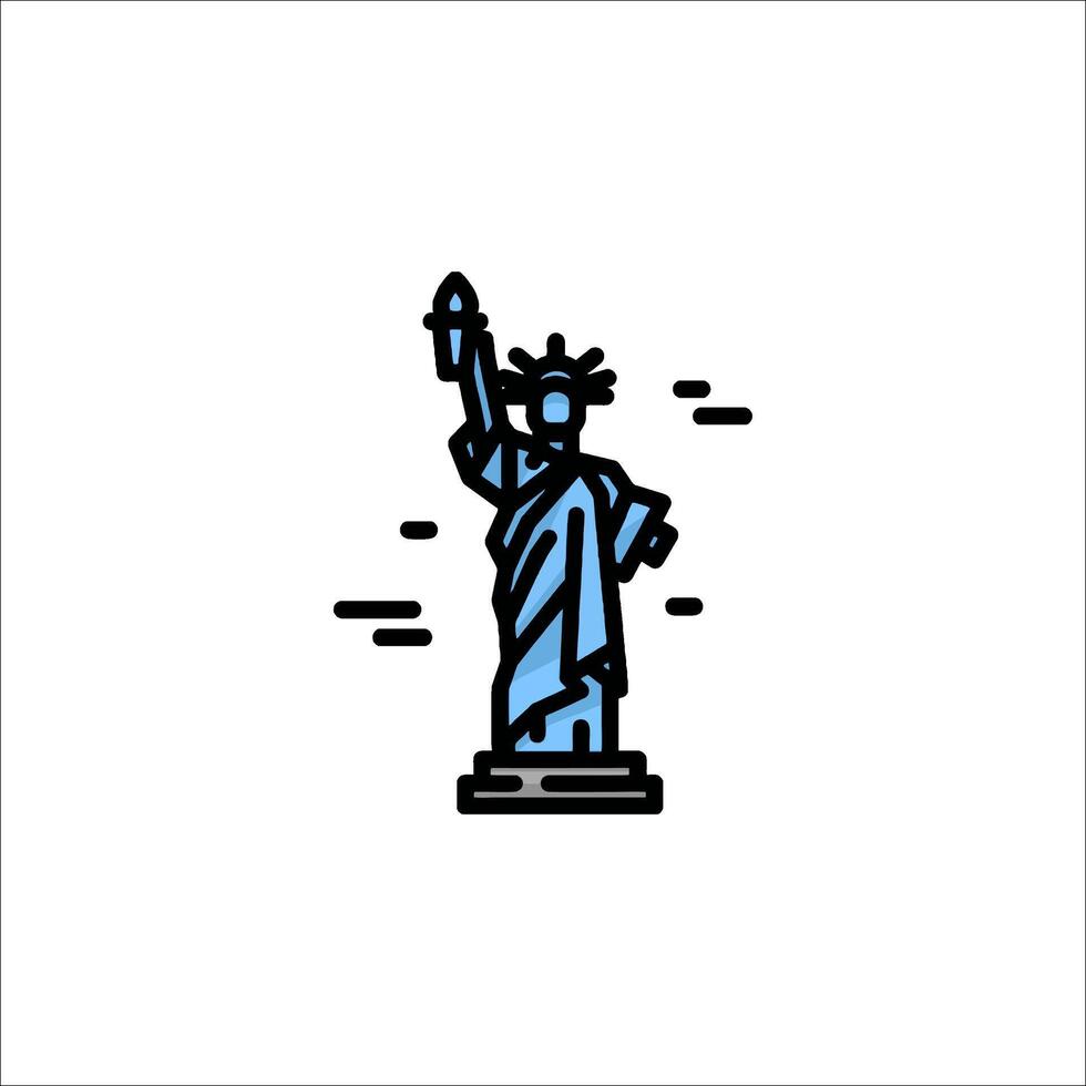 The statue of liberty icon in a blue and black style vector