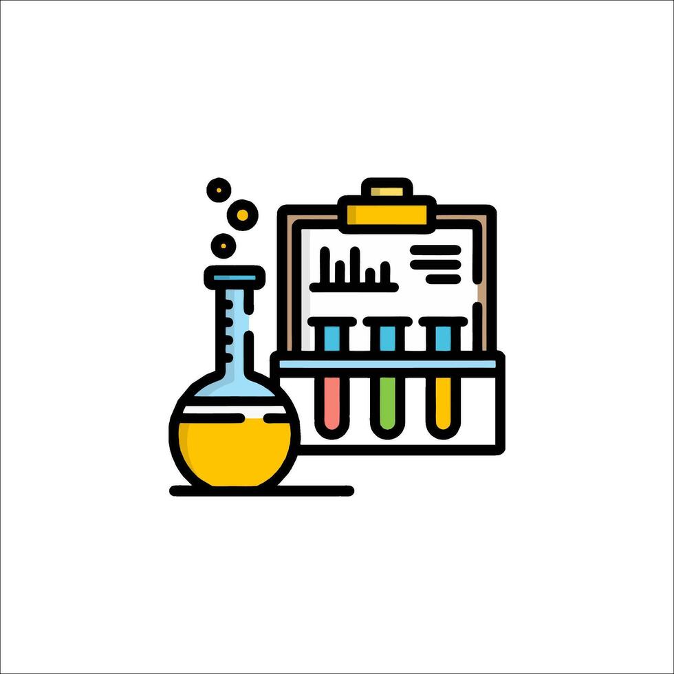 A laboratory test tube and a flask with a test tube vector