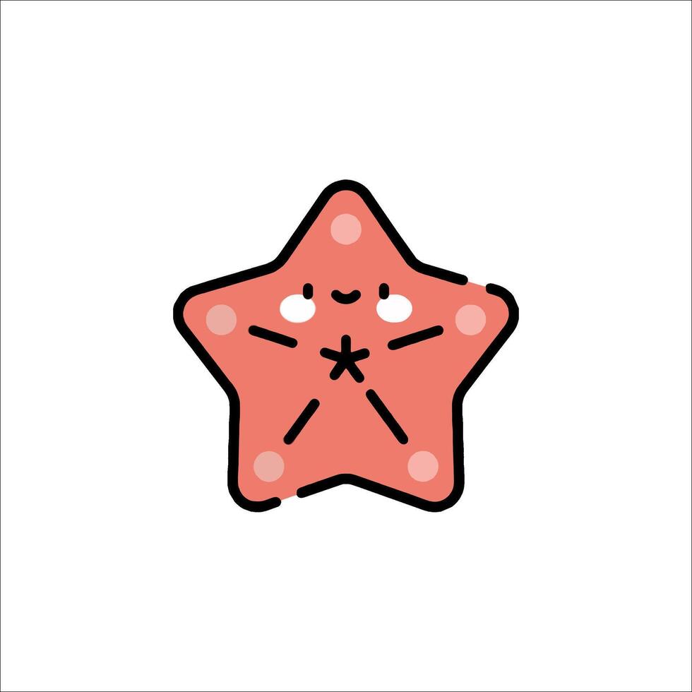 A starfish icon with a smiley face vector