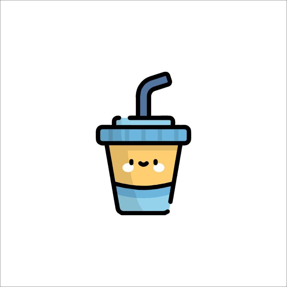 A cup with a straw and a face on it vector